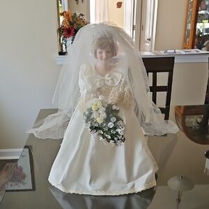 Elegant Bridal Doll with Veil and Bouquet